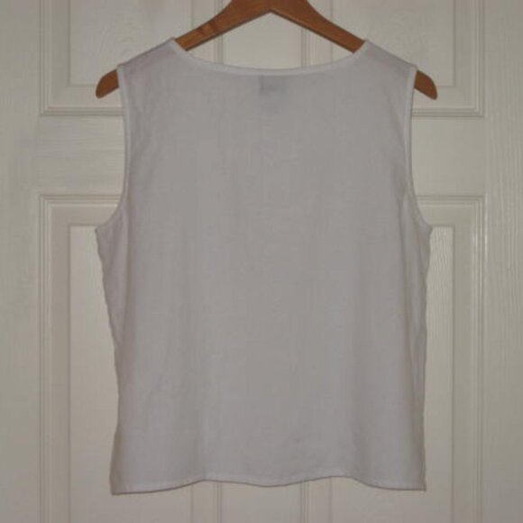 Eileen Fisher 100% Irish Linen Size Large L Sleeveless Tank Top White Excellent - Picture 4 of 6